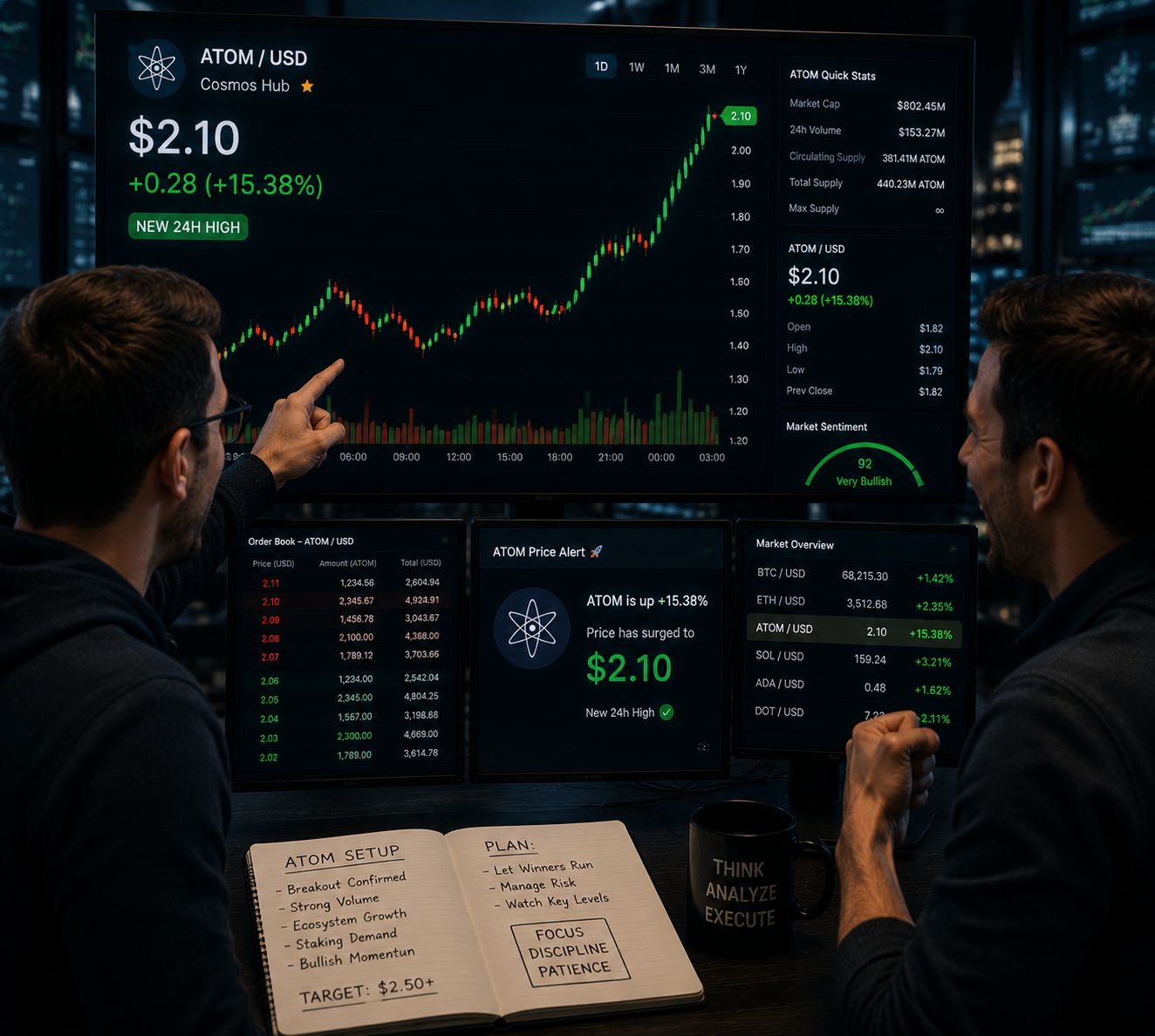 Traders analyzing ATOM as it rallies higher